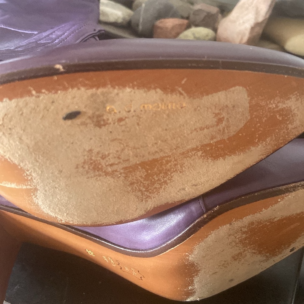 RARE vintage Alberto D. Molina ankle boots, violet purple buttery leather - Picture 11 of 13
